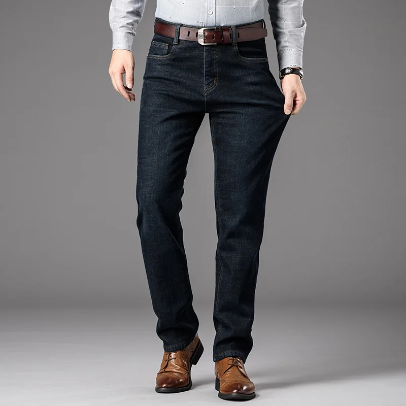 High quality brand new winter men's jeans plus velvet warm pants casual business fashion retro high elastic denim cotton black 
High quality brand new winter men's jeans plus velvet warm pants casual business fashion retro high elastic denim cotton black