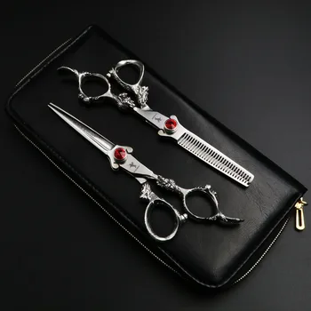 6 Inch Professional Hairdressing Scissors Set Cutting and Thinning Barber Shears Dragon Handle Ruby Style High-handed 
6 Inch Professional Hairdressing Scissors Set Cutting and Thinning Barber Shears Dragon Handle Ruby Style High-handed