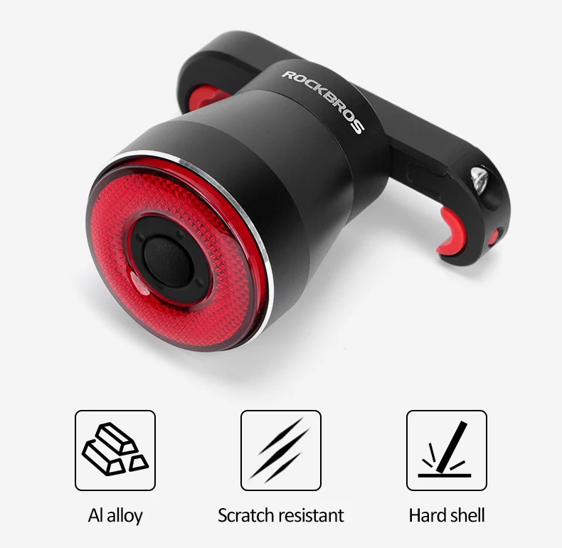 ROCKBROS Bicycle Smart Taillight Bike Rear Light Auto Start/Stop Brake Sensing Light IPX6 Waterproof LED Charging Accessories