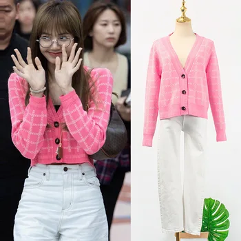 kpop Korean Celebrity Pink Plaid Slim Knit Cardigan V-neck long sleeve Sweater+White Denim Casual Pants Women two piece outfits
kpop Korean Celebrity Pink Plaid Slim Knit Cardigan V-neck long sleeve Sweater+White Denim Casual Pants Women two piece outfits