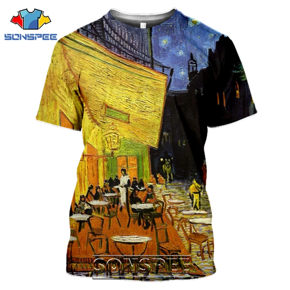 SONSPEE T-shirts Van Gogh 3D Print Men Women Casual Fashion Hip Hop Vintage Short Sleeve Streetwear Starry Night Tees Tops Shirt (16)