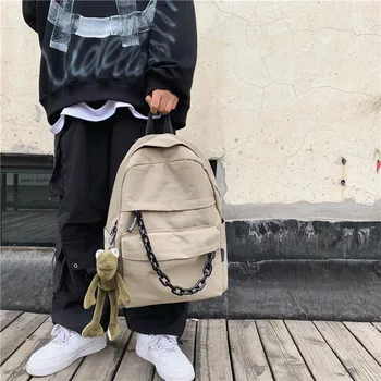 New Harajuku Style Nylon Schoolbag Fashionable Waterproof Large Capacity Backpack Pure Color Simple Travel Backpack with Pendant
New Harajuku Style Nylon Schoolbag Fashionable Waterproof Large Capacity Backpack Pure Color Simple Travel Backpack with Pendant