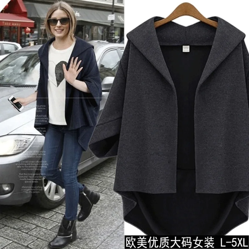 Spring/Autumn Women Plus Size Woolen Bat Coat Ladies Oversized Batwing Sleeve Tops Solid Three Quarter Open Stitch Woolen Coat
Spring/Autumn Women Plus Size Woolen Bat Coat Ladies Oversized Batwing Sleeve Tops Solid Three Quarter Open Stitch Woolen Coat