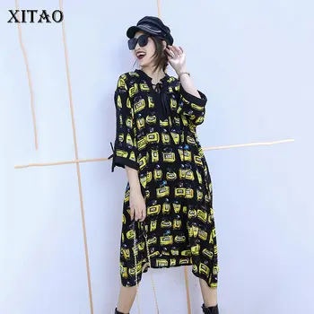 XITAO Plus Size High Waist Dress Fashion New Women Patchwork Drawstring Elegant Goddess Fan Casual Style Loose Dress XJ3290 
XITAO Plus Size High Waist Dress Fashion New Women Patchwork Drawstring Elegant Goddess Fan Casual Style Loose Dress XJ3290