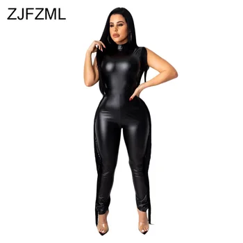 PU Leather Tassel Bodycon Jumpsuit Women Round Neck Sleeveless Zipper Club Party Playsuits Sexy Plus Size Package Hip Bodysuits
PU Leather Tassel Bodycon Jumpsuit Women Round Neck Sleeveless Zipper Club Party Playsuits Sexy Plus Size Package Hip Bodysuits