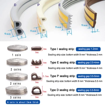 5/10M D/E/P/I Type Foam Weather Draught Excluder Self Adhesive Window Door Seal Strip Window Accessories Dusting Sealing Tape
5/10M D/E/P/I Type Foam Weather Draught Excluder Self Adhesive Window Door Seal Strip Window Accessories Dusting Sealing Tape