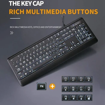 Deluxe Backlit Keyboard,Large Print Wired USB Keyboard with High Contrast Keys and White Illuminated LED Suit
Deluxe Backlit Keyboard,Large Print Wired USB Keyboard with High Contrast Keys and White Illuminated LED Suit