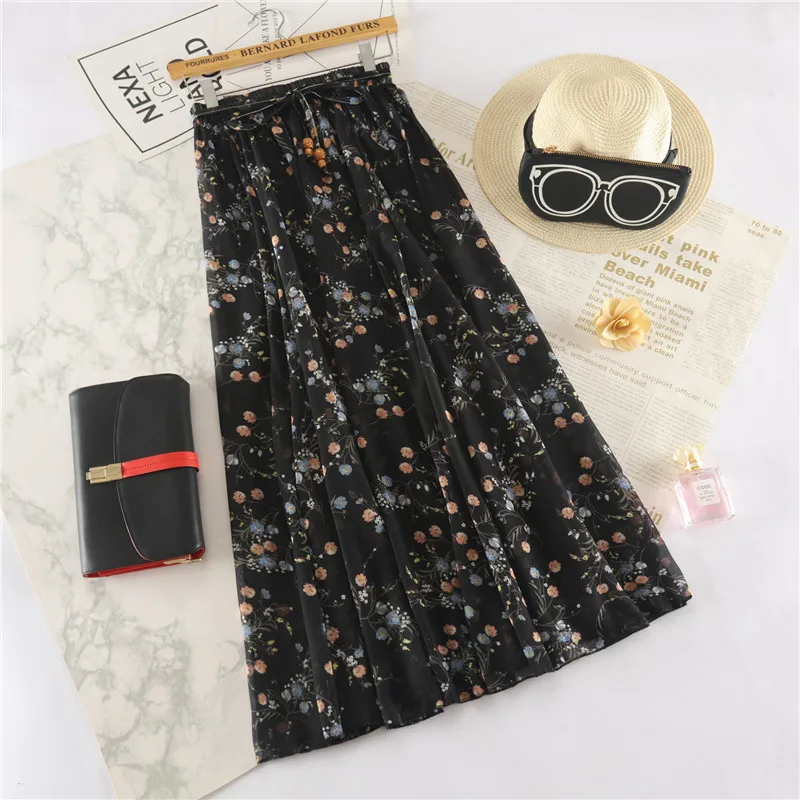 Fashion Skirts Woman 2019 Autumn Chiffon Flower Pattern Lady Style Casual Bottoms Summer Small Fresh Girl Sweet Long Skirts
Fashion Skirts Woman 2019 Autumn Chiffon Flower Pattern Lady Style Casual Bottoms Summer Small Fresh Girl Sweet Long Skirts