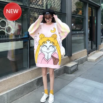Kawaii Women Sweater Sailor Girl Cartoon Graphic Love Cute Knit Long Sweater Women Pull Oversized Pullover Vestidos Top
Kawaii Women Sweater Sailor Girl Cartoon Graphic Love Cute Knit Long Sweater Women Pull Oversized Pullover Vestidos Top
