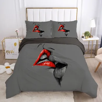 3D Kissing Lip Design Duvet Cover Set Bedding Sets Quilt Covers Pillow Cases Full Twin Double Single Size Design Gray Bedclothes
3D Kissing Lip Design Duvet Cover Set Bedding Sets Quilt Covers Pillow Cases Full Twin Double Single Size Design Gray Bedclothes