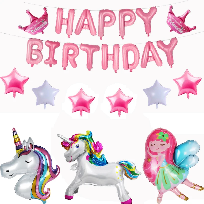 

Happy Birthday Foil Helium Ballon Unicorn Theme Party Decor Baby Shower Kids Birthday Balloon Globos Decor Supplies