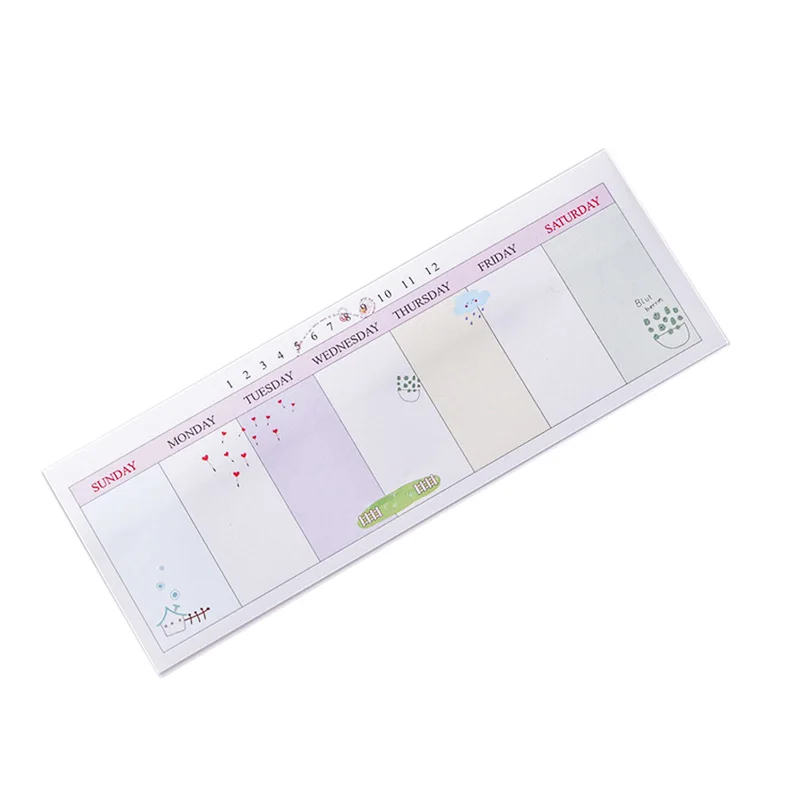 1Pc Cute Weekly Plan Paper Scrapbooking Bookmark Stickers Sticky Note Memo Pads Stationery Supplies
1Pc Cute Weekly Plan Paper Scrapbooking Bookmark Stickers Sticky Note Memo Pads Stationery Supplies