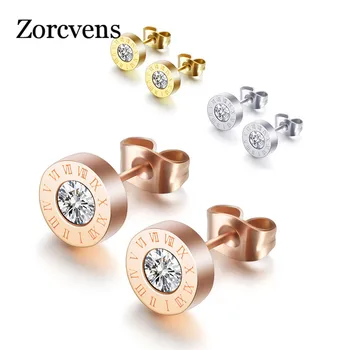 ZORCVENS Fashion New Stainless Steel Crystal Stud Earrings for Women Men Jewelry Vintage Roman Numerals Small Earrings Wholesale
ZORCVENS Fashion New Stainless Steel Crystal Stud Earrings for Women Men Jewelry Vintage Roman Numerals Small Earrings Wholesale