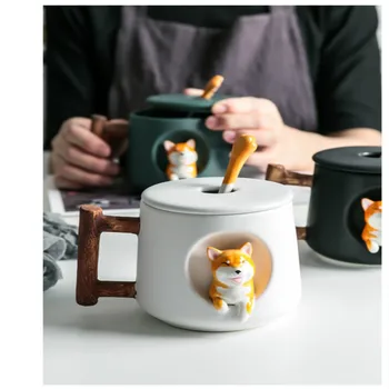 Corgi Shiba Inu Cartoon Ceramic Cup Embossed Spoon with Lid Small Animal Couple Water Cup Gift Mugs Coffee Cups
Corgi Shiba Inu Cartoon Ceramic Cup Embossed Spoon with Lid Small Animal Couple Water Cup Gift Mugs Coffee Cups