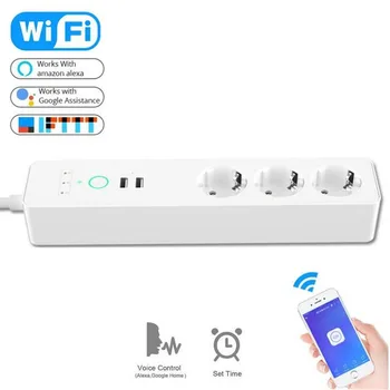 Wifi Smart Power Strip 3 EU Outlets Plug with 2 USB Charging Port Remote Timing App Voice Control Work with Alexa Google Home
Wifi Smart Power Strip 3 EU Outlets Plug with 2 USB Charging Port Remote Timing App Voice Control Work with Alexa Google Home