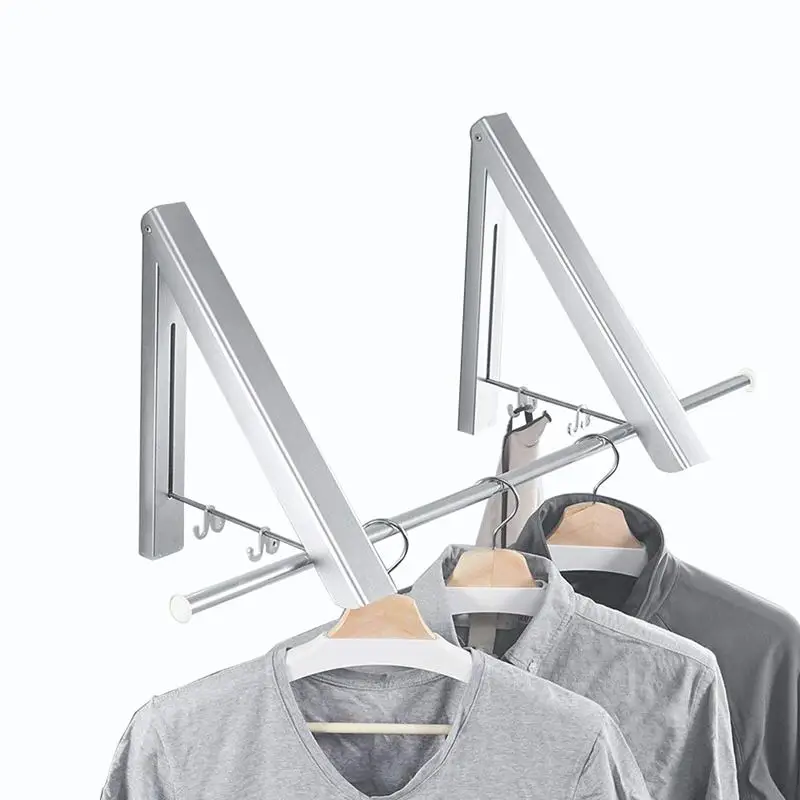 

Folding Clothes Hanger Adjustable Drying Rack Retractable Coat Hanger Home Storage Organiser Instant Closet, Wall Mounted with S