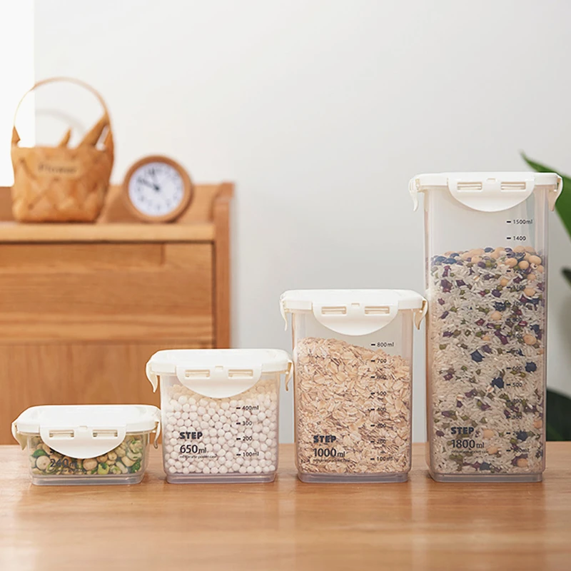 Set of 4 pcs Plastic Airtight Cereal Container with Scale Display Kitchen Dry Food Storage Box Fridge Smell Proof Organizer
Set of 4 pcs Plastic Airtight Cereal Container with Scale Display Kitchen Dry Food Storage Box Fridge Smell Proof Organizer
