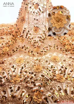 Anna popular nigerian embroidered 3d applique lace french sequins fabric with beads 5 yards high quality african net lace fabric
Anna popular nigerian embroidered 3d applique lace french sequins fabric with beads 5 yards high quality african net lace fabric