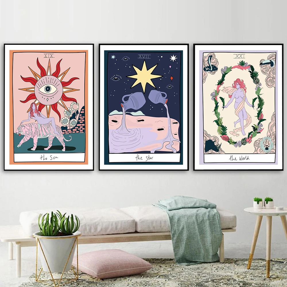 Nordic Abstract The Sun Moon Star Tarot Wall Art Pictures Canvas Painting Empress World Posters Prints Living Room Home Decor
Nordic Abstract The Sun Moon Star Tarot Wall Art Pictures Canvas Painting Empress World Posters Prints Living Room Home Decor