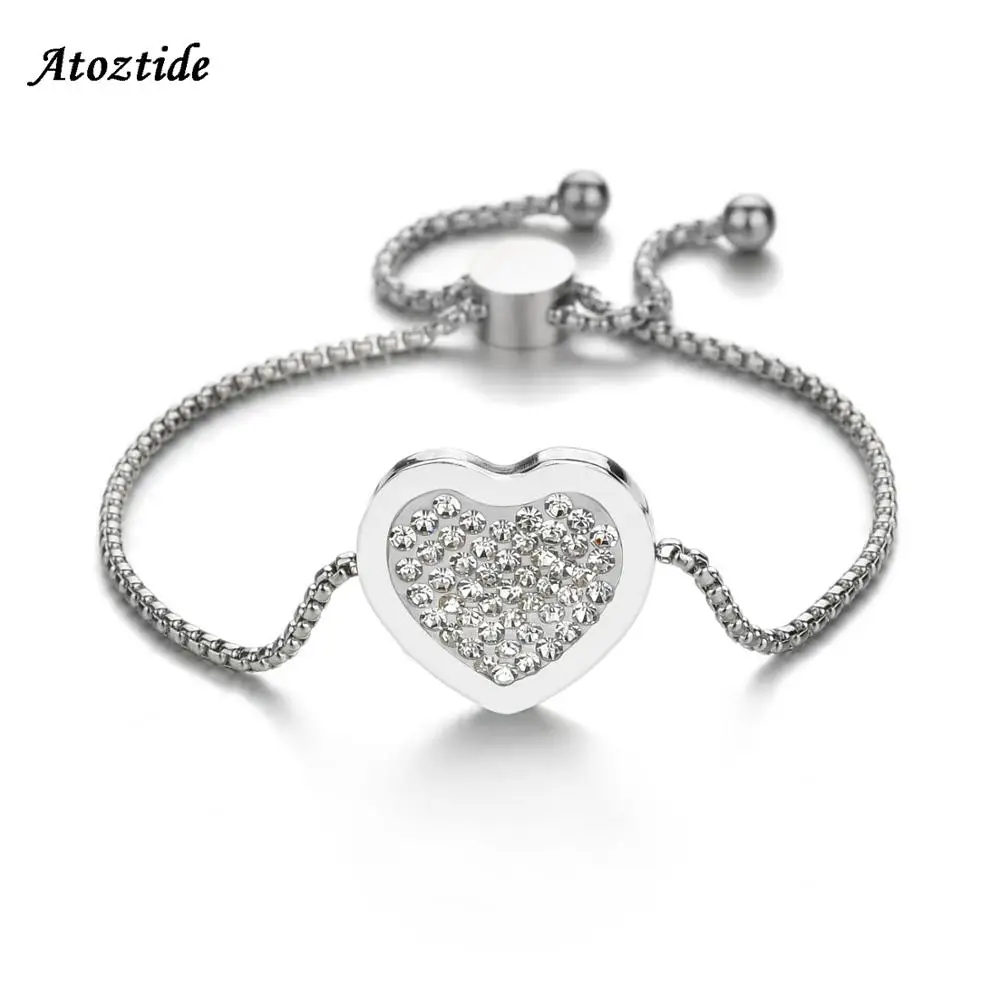 Atoztide Simple Personalized Stainless Steel CZ Stone Pave Heart Bracelet For women Customized ID Bracelet Adjustable Chain Gift
Atoztide Simple Personalized Stainless Steel CZ Stone Pave Heart Bracelet For women Customized ID Bracelet Adjustable Chain Gift