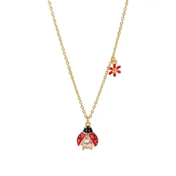 Spring New Ladybug Beetle Necklace Ladies Sterling Silver Red Enamel Small Flower Clavicle Chain Net Red Forest Pendant
Spring New Ladybug Beetle Necklace Ladies Sterling Silver Red Enamel Small Flower Clavicle Chain Net Red Forest Pendant