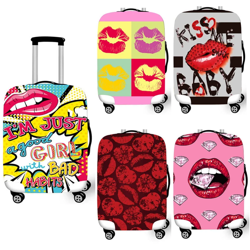 Fashion lips Stretch Fabric Luggage Dust Cover For 18-32 Inch Trolley Suitcase Protective Elastic Travel Case | Багаж и сумки