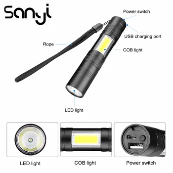XPE+COB LED Flashlight Car Repairing Working Light Torch Built-in Recharging Battery Portable Flashlamp Lanterna for Camping
XPE+COB LED Flashlight Car Repairing Working Light Torch Built-in Recharging Battery Portable Flashlamp Lanterna for Camping