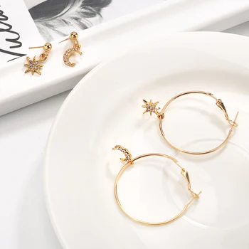 LATS New Moon Star Asymmetric Pendant Earrings for Woman Brincos Geometric Dangle Earring Set 2020 Statement Fashion Jewelry
LATS New Moon Star Asymmetric Pendant Earrings for Woman Brincos Geometric Dangle Earring Set 2020 Statement Fashion Jewelry