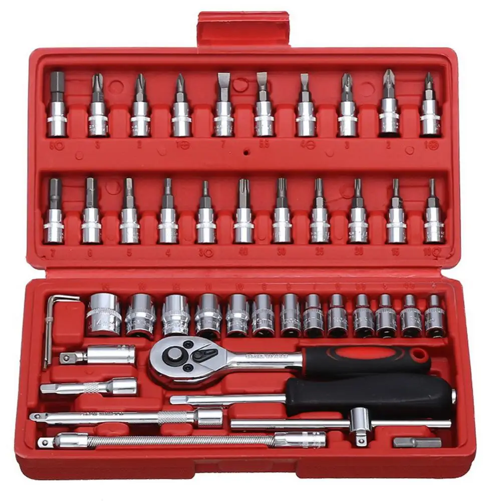 46pcs Socket Wrench Tools Key Hand Tool Set Spanner Wrench Socket Hand Tools Wrenches Garage Tools Car Universal Ratchet
46pcs Socket Wrench Tools Key Hand Tool Set Spanner Wrench Socket Hand Tools Wrenches Garage Tools Car Universal Ratchet