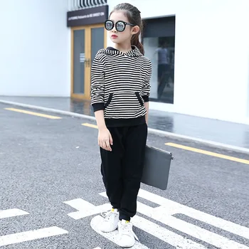 Keelorn Teenagers Girls Autumn Long Sleeve Casual Clothing Sets 2PCS Striped Hoodied Tops and Solid Pants Girls Fashion Suit 
Keelorn Teenagers Girls Autumn Long Sleeve Casual Clothing Sets 2PCS Striped Hoodied Tops and Solid Pants Girls Fashion Suit