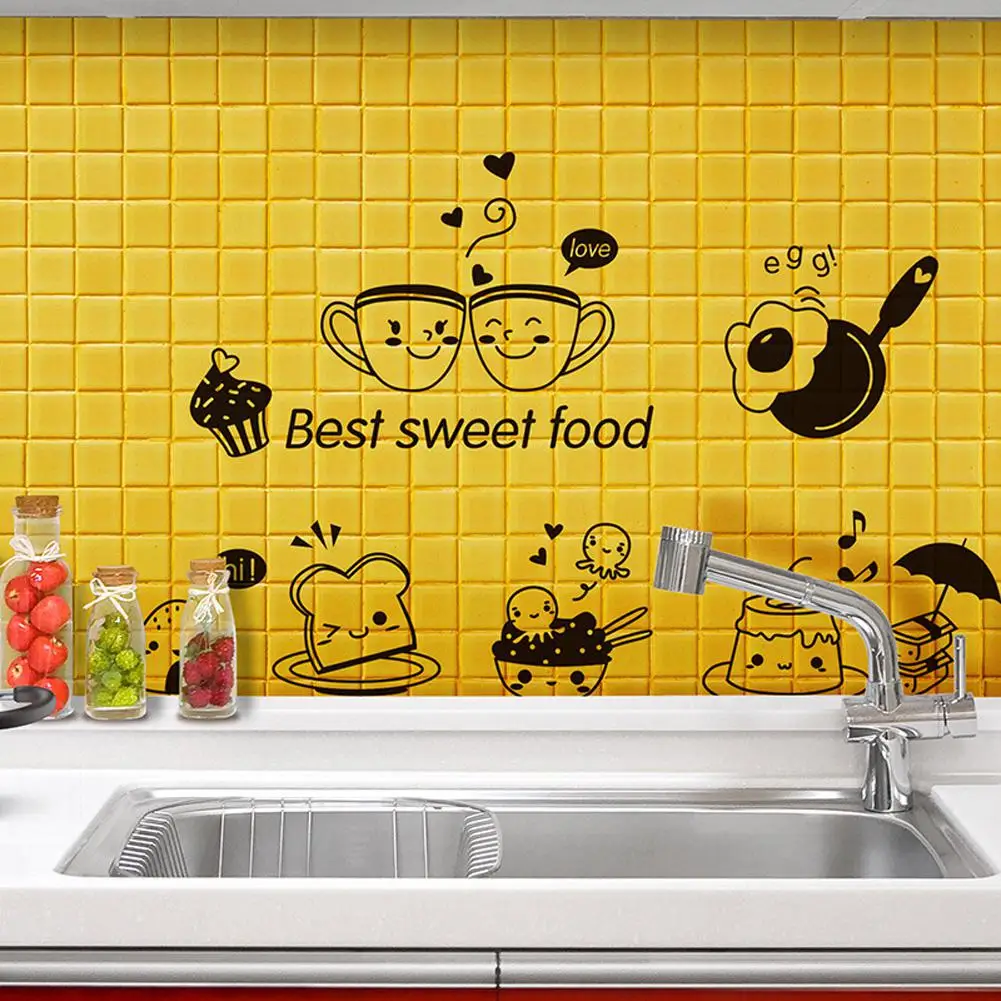 Фото Adeeing Removeable Wall Sticker Cartoon Decal for Room Kitchen Resturant Cafe Refrigerator Decoration | Дом и сад