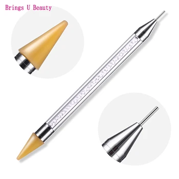 

Dual-ended Wax Nail Rhinestone Picker Dotting Pen Pencil Acrylic Handle Gem Pick Up Applicator Tool Self-Adhesive Dot Head Tips