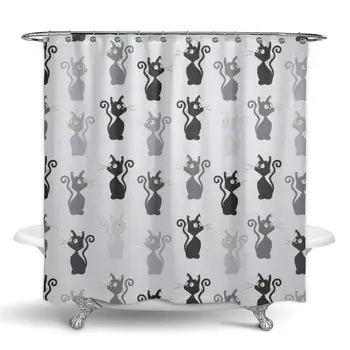 Fabric Bathroom Shower Curtains - Cat Pattern Trendy Fabric with Bath Curtain Hooks Polyester Shower Curtain Waterproof Bathroom 
Fabric Bathroom Shower Curtains - Cat Pattern Trendy Fabric with Bath Curtain Hooks Polyester Shower Curtain Waterproof Bathroom