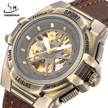 New SHENHUA Retro Bronze Skeleton Mechanical Watch Men Automatic Watches Sport Luxury Top Brand Leather Watch Relogio Masculino
New SHENHUA Retro Bronze Skeleton Mechanical Watch Men Automatic Watches Sport Luxury Top Brand Leather Watch Relogio Masculino