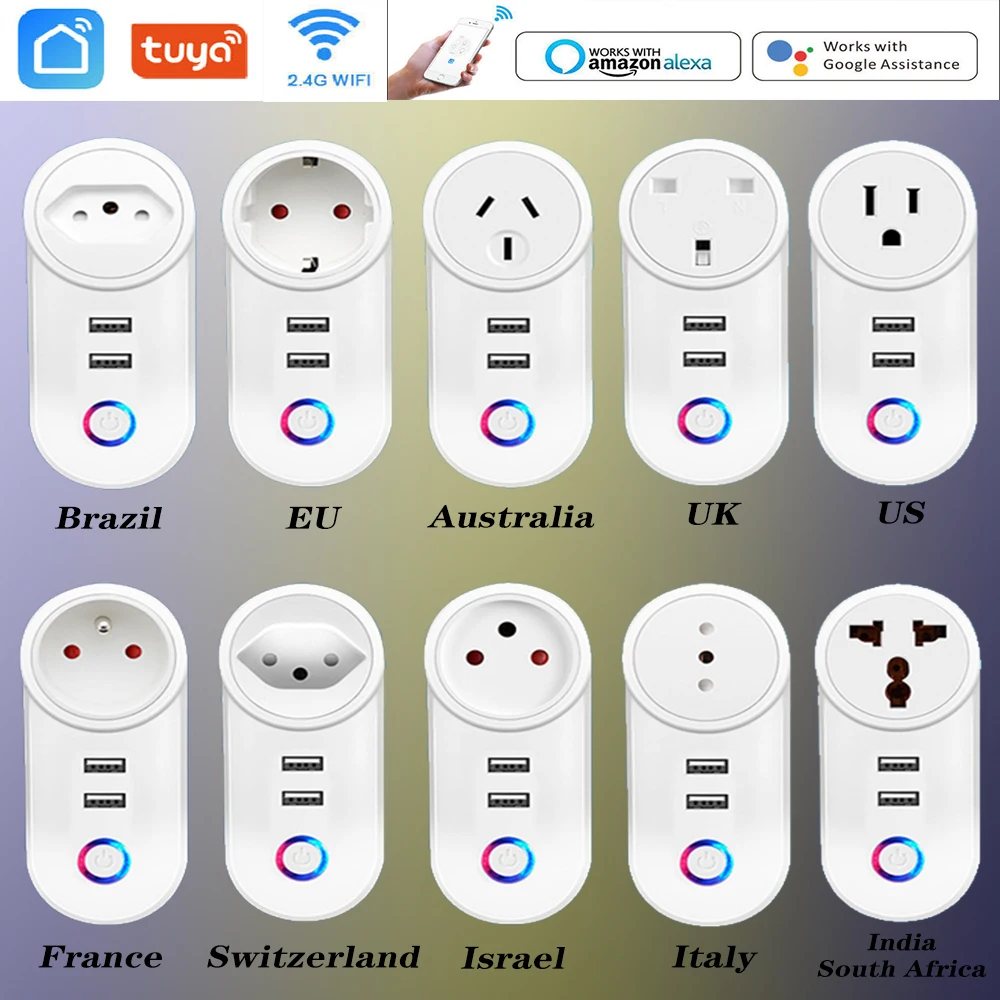 Tuya USB Socket Wifi Smat Plug EU UK US Wireless Power Smart Outlet Wi-fi Remote Control Timer Smart charger Alexa Google Home
Tuya USB Socket Wifi Smat Plug EU UK US Wireless Power Smart Outlet Wi-fi Remote Control Timer Smart charger Alexa Google Home