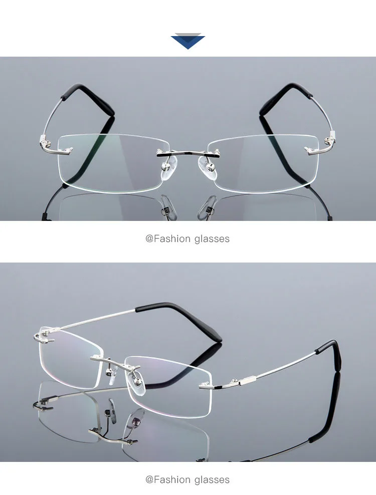 Anty niebieskie światło Stop tytanu bezramowe kwadratowe okulary dla krótkowzroczności kobiety mężczyźni okulary korekcyjne bez oprawek 0 -0,5 -0,75 do -6,0 13 H471c725d62784807a92a50b037b7db20R