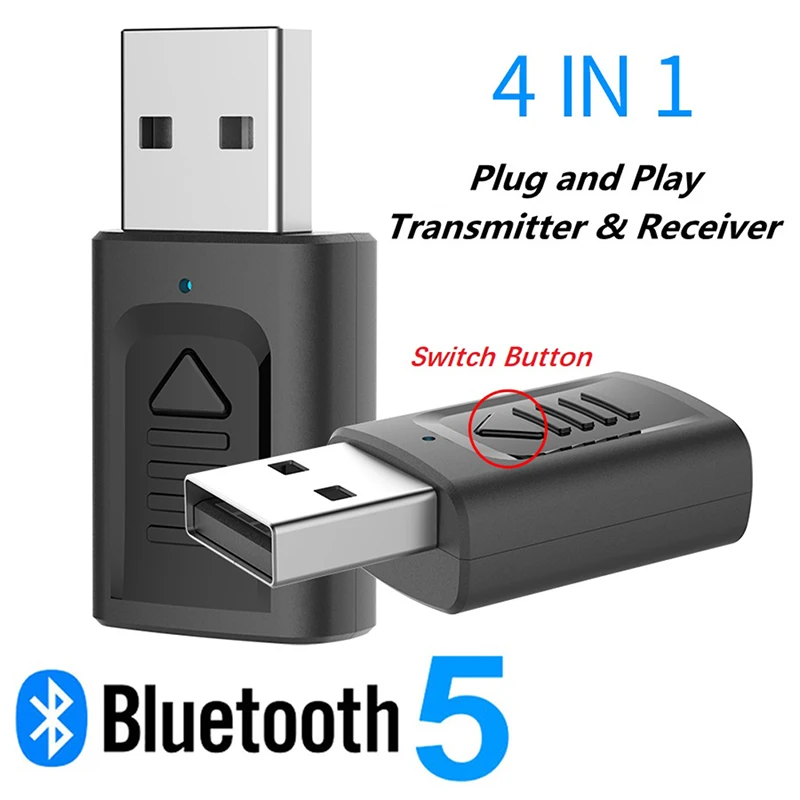 USB-передатчик и приемник Bluetooth 4 в 1 адаптер 5 0 3 мм AUX BT аудио беспроводной ключ для
