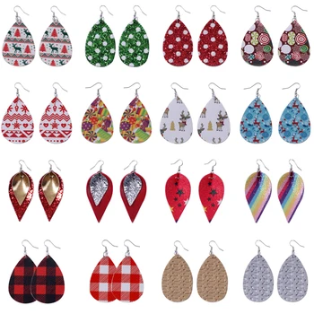 16Pairs/lot 2019 Christmas Print Earings Set Pu Leather Earings For Women Green Red Plaid Teardrop Leaf Statement Earing Jewelry
16Pairs/lot 2019 Christmas Print Earings Set Pu Leather Earings For Women Green Red Plaid Teardrop Leaf Statement Earing Jewelry
