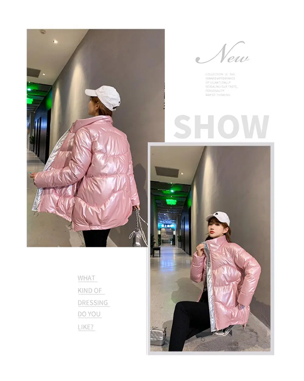 PinkyIsBlack 2020 Autumn Womens Winter Coats Fashion Glossy Stand Collar Parkas Winter Jacket Women Shinny Padded Cotton Coat