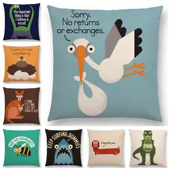 Funny Cartoon Animals Dinosaur Kangaroo Bee Dachshund Shark Interesting Words Decorative Letters Cushion Cover Sofa Pillow Case
Funny Cartoon Animals Dinosaur Kangaroo Bee Dachshund Shark Interesting Words Decorative Letters Cushion Cover Sofa Pillow Case
