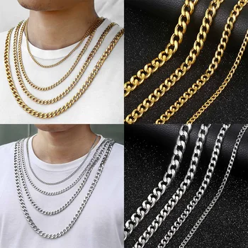2020 Fashion Basic 4/6/8/10mm Wide Curb Chain Necklaces For Men Anti Allergy Stainless Steel Miami Chain Classic Punk Jewelry 
2020 Fashion Basic 4/6/8/10mm Wide Curb Chain Necklaces For Men Anti Allergy Stainless Steel Miami Chain Classic Punk Jewelry