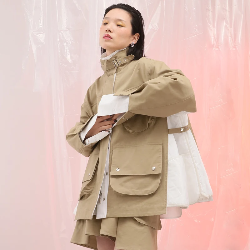 LANMREM 2019 Spring Contrast Color Patchwork Oversize Jacket For Women Stand Collar Double Big Pockets Short Coat Design JG801
LANMREM 2019 Spring Contrast Color Patchwork Oversize Jacket For Women Stand Collar Double Big Pockets Short Coat Design JG801