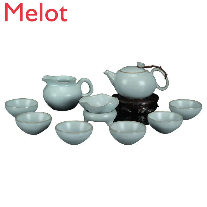 Set Kung Fu Tea Set Household Complete Set Ru-Porcelain Gracked Glaze Ru Ware Tea Set Ceramic
Set Kung Fu Tea Set Household Complete Set Ru-Porcelain Gracked Glaze Ru Ware Tea Set Ceramic