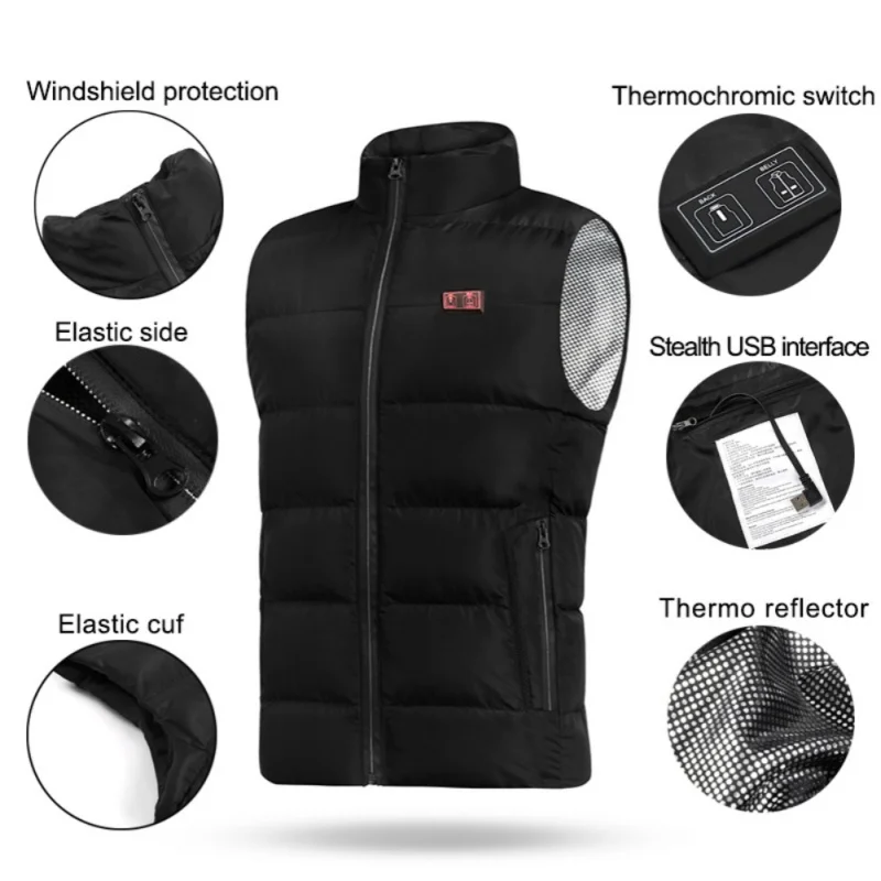 9 Areas Heated Vest Jacket USB Men Winter Electric Heated Sleeveless Jacket Outdoor Fishing Hunting Waistcoat Hiking Vest
9 Areas Heated Vest Jacket USB Men Winter Electric Heated Sleeveless Jacket Outdoor Fishing Hunting Waistcoat Hiking Vest