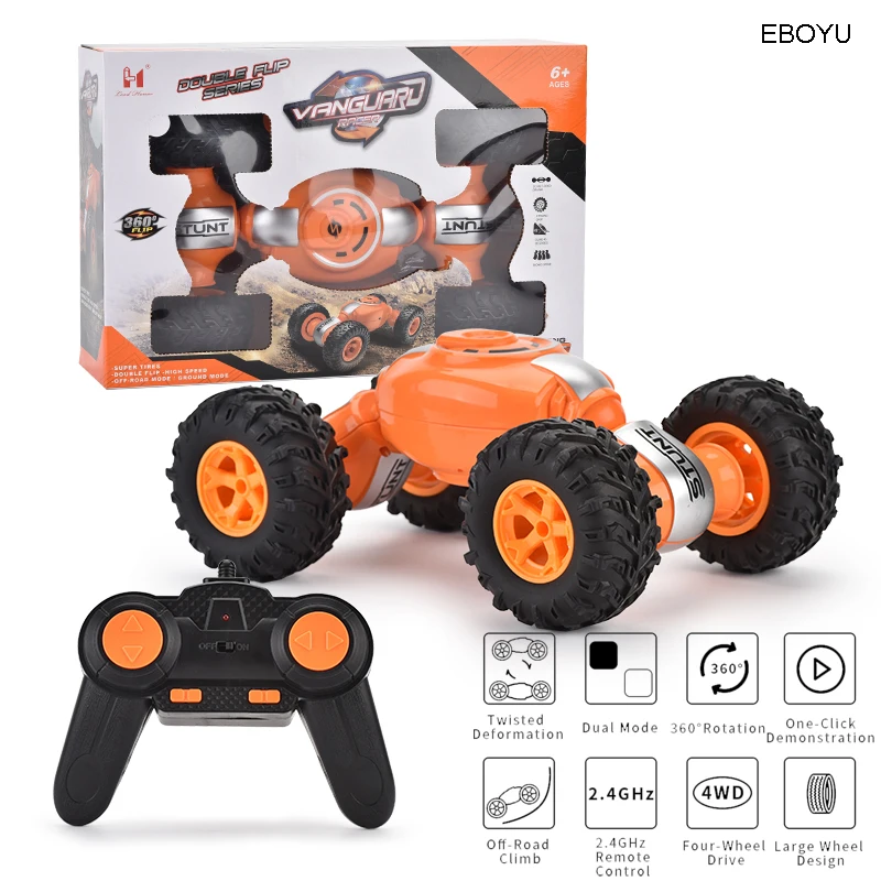 

EBOYU LH-C016S RC Stunt Drift Car 2.4Ghz 4WD RC Car Spinning Remote Control Car 15km/h High Speed Off-Road Drift Car for Kids