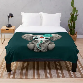 Teal Blue Day of the Dead Sugar Skull Baby Elephant Blanket Wool Flannel Plush Blanket Bedspread For office Sherpa Blanket Couch
Teal Blue Day of the Dead Sugar Skull Baby Elephant Blanket Wool Flannel Plush Blanket Bedspread For office Sherpa Blanket Couch