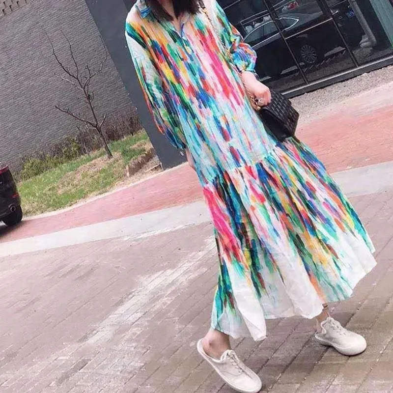 KAMIYING Summer Colorful Loose Women Dress Lapel Lantern Sleeve Button Ankle Length Dresses Female Fashion New
KAMIYING Summer Colorful Loose Women Dress Lapel Lantern Sleeve Button Ankle Length Dresses Female Fashion New