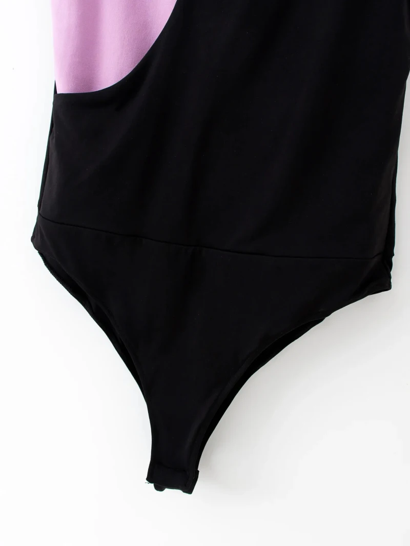 Patchwork women elegant bomb bodysuits 2020 summer fashion ladies purple-black bodysuit party female stylish bodysuit girls chic