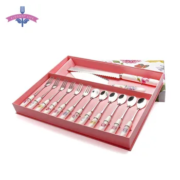 14 PCS Dessert Flatware Set Herb Garden Ceramic Stainless Steel Coffee Tea Cake Salad Bread Flatware Fork and Spoon Set Gift Box
14 PCS Dessert Flatware Set Herb Garden Ceramic Stainless Steel Coffee Tea Cake Salad Bread Flatware Fork and Spoon Set Gift Box