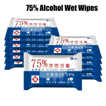 10sheets/Pack Dispoable Non-woven 75% Alcohol Wet Wipes Effective Cleaning Sterilization Wet Wipes Skin Cleaning Care
10sheets/Pack Dispoable Non-woven 75% Alcohol Wet Wipes Effective Cleaning Sterilization Wet Wipes Skin Cleaning Care